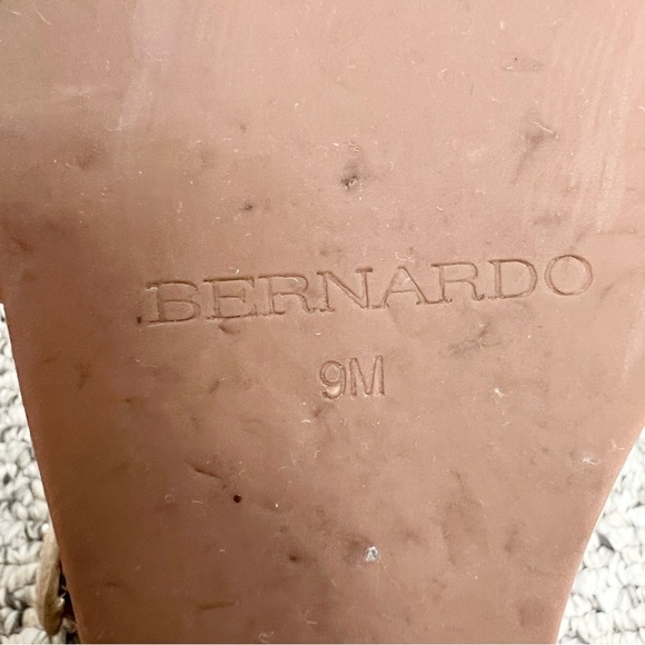 Bernardo Kate beige tan leather wooden platform clear heel ankle strap sandals 9 - Picture 13 of 14